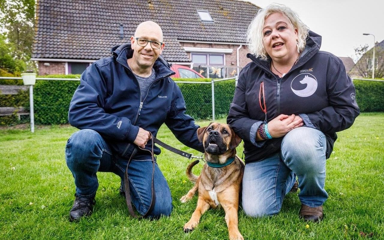 Erik en Mirjam de Jong in de tuin van hum woning in Koekange, uiteraard in gezelschap van een hond. Erik en Mirjam de Jong in de tuin van hum woning in Koekange, uiteraard in gezelschap van een hond.