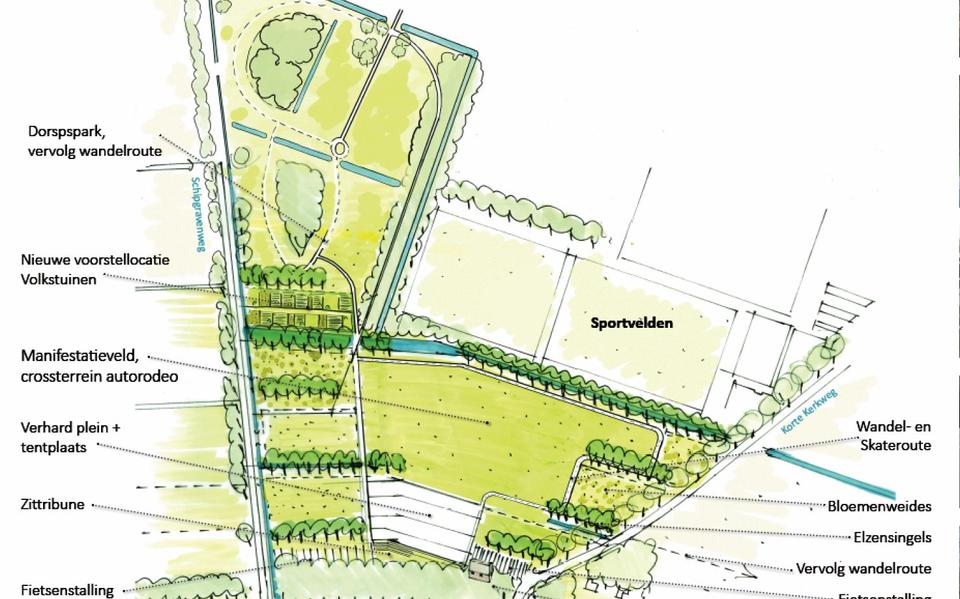 Zo gaat het nieuwe evenemententerrein in Rouveen eruit zien. De plannen hebben ter inzage gelegen.