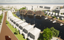 Artist impression van nieuwbouwplan met waterwoningen aan de Prins Hendrikkade/Schuttevaerhaven.