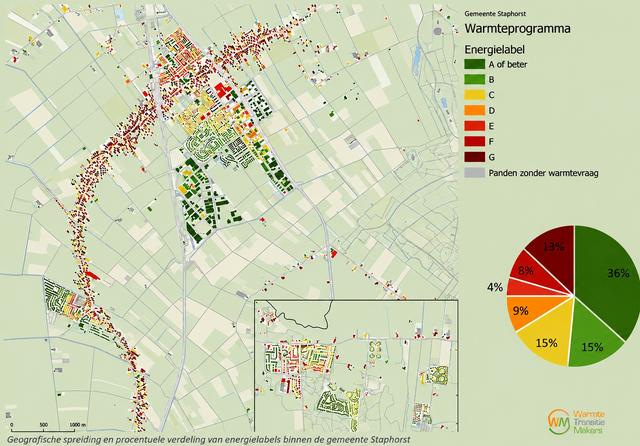 Helft koophuizen in gemeente Staphorst is goed geïsoleerd, andere helft kleurt in meer of mindere ma