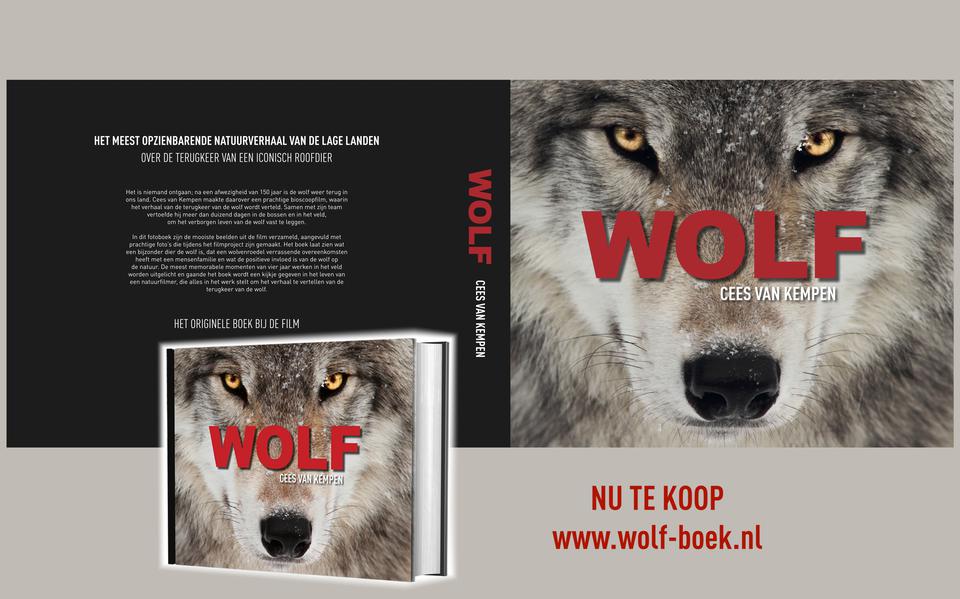 De cover van het boek Wolf dat Cees van Kempen in het bezoekerscentrum wilde presenteren. 